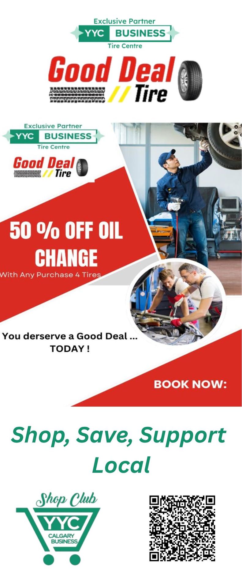 50% Oil Change with 4 New Tires